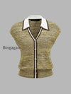 contrast-trim-textured-knit-top