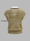 contrast-trim-textured-knit-top