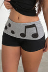 casual-note-print-folded-waist-shorts